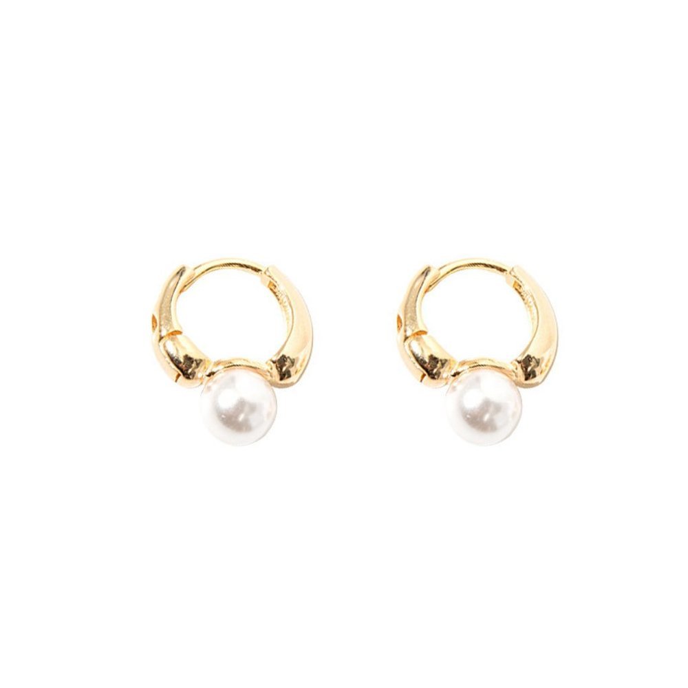 #NEW 925 Sterling Silver Pearl Drop Round Hoop Earrings A - Picture 3 of 7